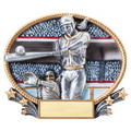 Softball, Female 3D Oval Resin Awards -Large - 8-1/4" x 7" Tall